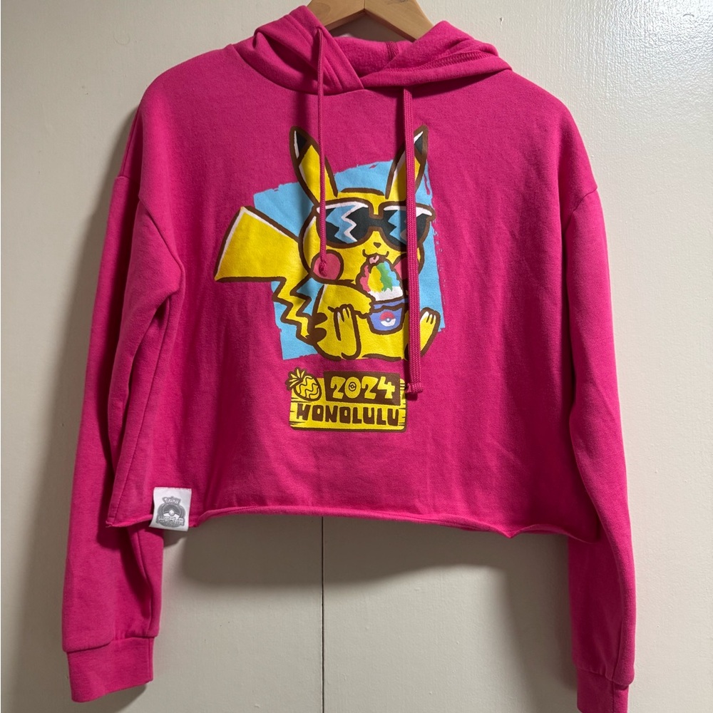 2024 Pokemon World’s Championship Crop Hoodie Sweatshirt Hawaii Pink Size S